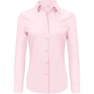 💫 Ruisin Wrinkle Free Button Down Shirts Women Pink Long Sleeve Work Dress Tops